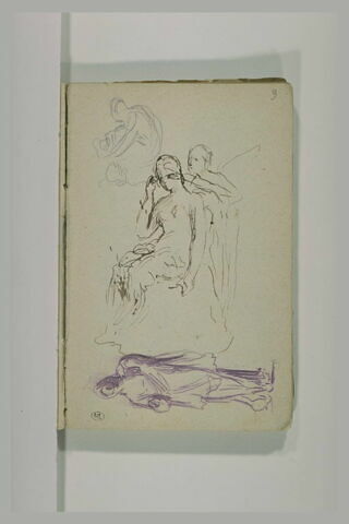 Figure assise ; deux figures ; femme debout, image 1/1