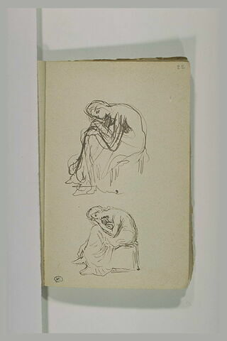 Deux études d'une femme assise, la tête sur les genoux, image 1/1
