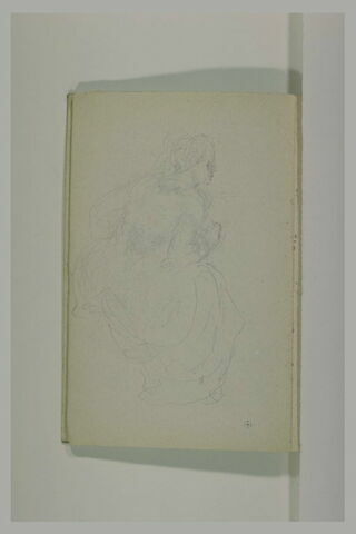 Une femme assise, de trois quarts, vue de dos, image 1/1