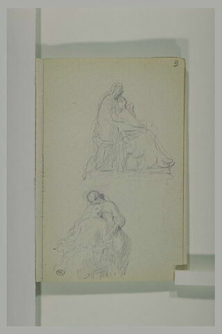 Deux études d'un groupe sculpté, avec un homme assis, et une femme, image 1/1
