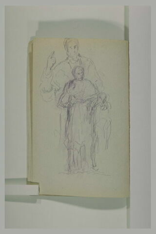 Deux croquis d'un homme, parlant à un enfant, image 1/1
