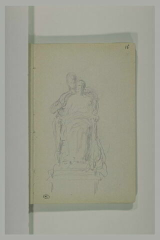 Monument avec deux figures, l'une assise dans un fauteuil, image 1/1