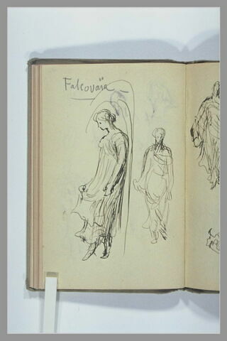 Femme, debout, de profil ; femme, debout, de face, image 1/1