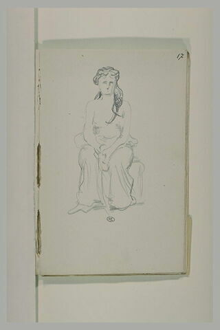 Femme, assise, à demie nue, image 1/1
