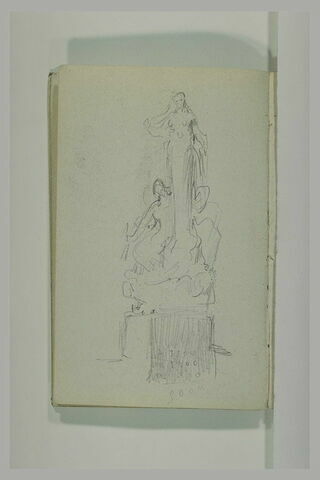 Groupe sculpté avec deux figures près d'un terme, image 1/1