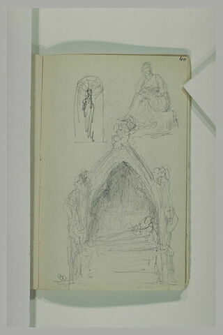 Croquis ; figure assise ; monument, image 1/1
