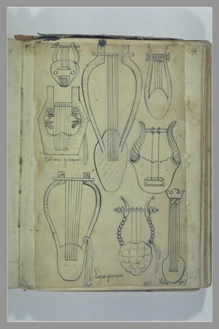 Etudes de lyres et de cithares grecques, image 1/1