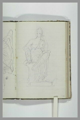 Une femme, à demi drapée, assise, jambes croisées, image 1/1