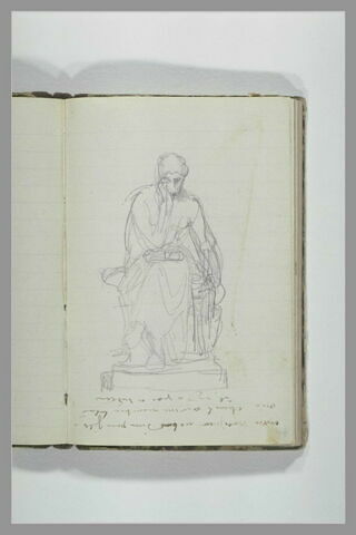 Une femme drapée, assise, jambes croisées ; note manuscrite, image 1/1