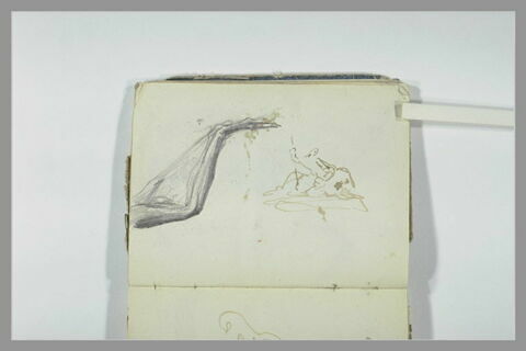 Ecorché d'une aile d'oiseau et croquis d'un homme chevauchant un animal, image 1/1