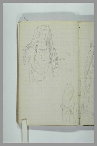 Une femme, la tête couvert d'un voile, en costume médiéval ; bras, image 1/2