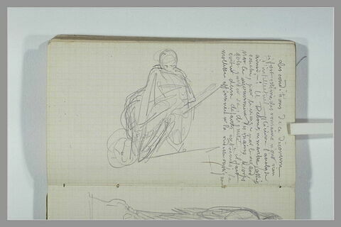 Une figure assise sur une brouette ; note manuscrite, image 1/1