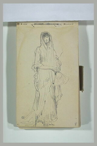 Une femme habillée d'une mantille, un éventail à la main, image 1/1