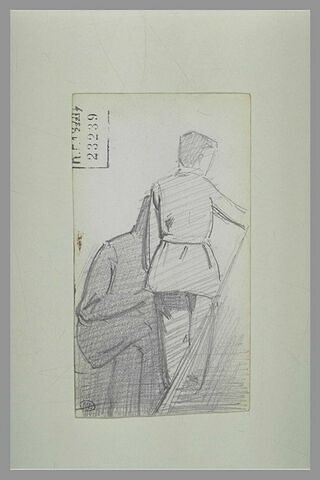 Jeune homme vu de dos devant un autre homme assis, image 1/1