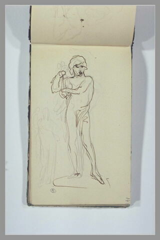 Un homme debout, jouant de la lyre ; figure, debout, drapée, image 1/1