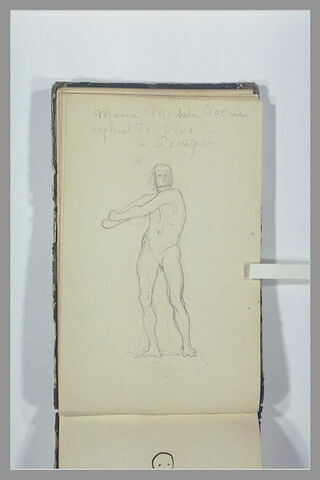 Note manuscrite ; un homme nu, vu de face, image 1/1