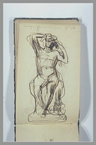 Un homme assis ; note manuscrite, image 1/1