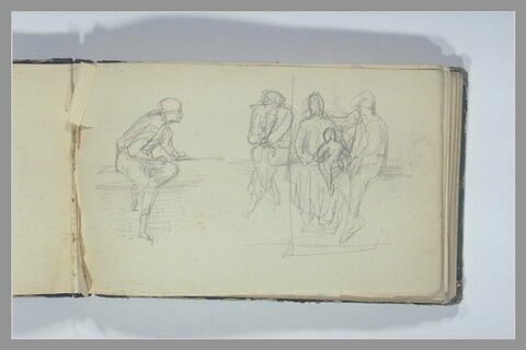 Hommes et femmes assise sur une margelle, image 1/1