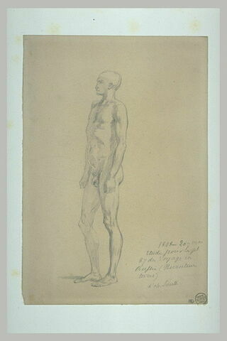 Homme nu, debout, de trois quarts à gauche, image 1/1