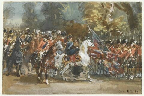 La reine Victoria à cheval passe en revue les Scotch Guards, image 2/3
