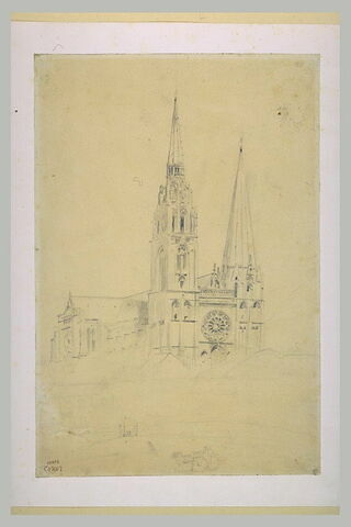 Vue de la façade ouest de la cathédrale de Chartres, image 2/2