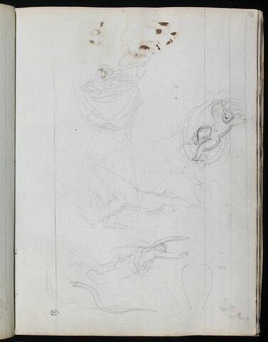 Femme portant un enfant sur son dos ; figures volantes ; serpent, image 1/1