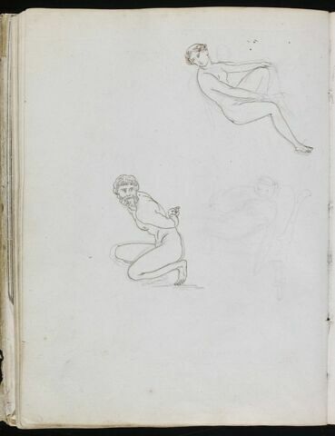 Deux études de femme nue étendue ; homme nu agenouillé, les bras liés, image 1/1
