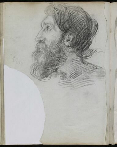 Tête d'homme barbu, de profil à gauche, image 1/1