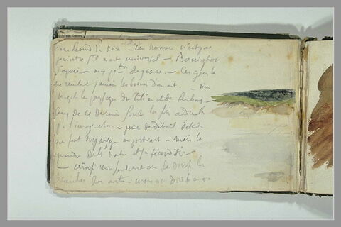 Croquis d'un paysage vallonné et notes manuscrites, image 1/1