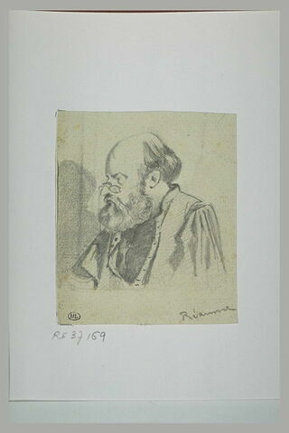 Portrait d'homme en buste, de trois quarts à gauche, barbu, et un pince-nez