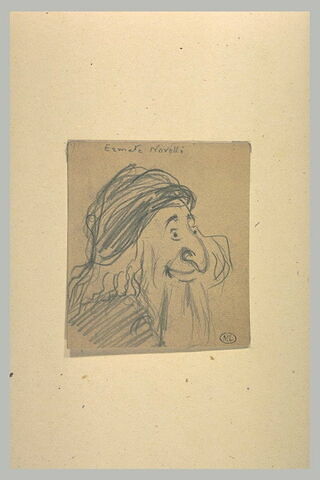 Croquis caricatural d''Ermete Novelli, de trois quarts vers la droite, image 1/1