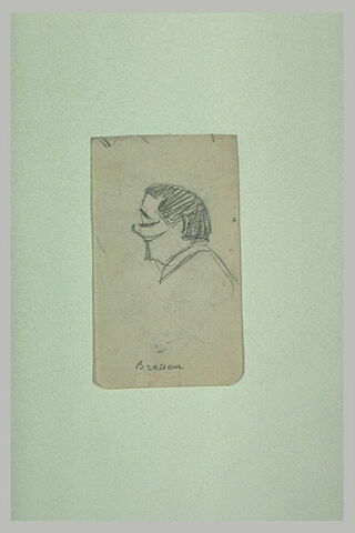 Tête d'homme au nez retroussé, de profil à gauche, image 1/1