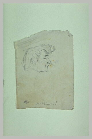 Tête de femme, de profil à droite, nez et menton pointus, image 1/1