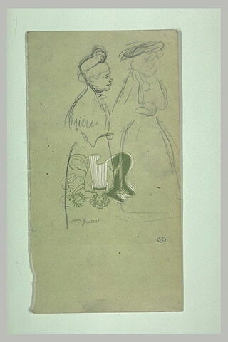 Feuille de croquis : deux femmes de trois quarts à droite, image 1/1