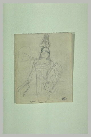 Silhouette de femme en armure antique de trois quarts à gauche, image 1/1