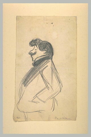 Croquis caricatural d'un homme, de profil : Paul Adam