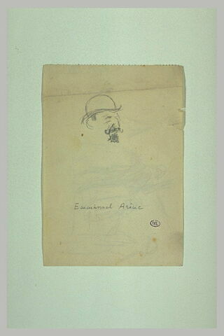 Emmanuel Arène, de trois quarts à droite, avec chapeau melon, moustache, image 1/1