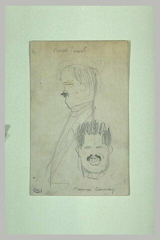 Marcel Prévost en buste, de profil à gauche, et Maurice Donnay souriant, image 1/1