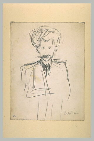 Croquis caricatural d'un homme, vu de face, en buste : Porto-Riche, image 2/2