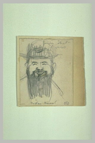 Tête d'homme, de face, avec longue barbe, chapeau: Tristan Bernard