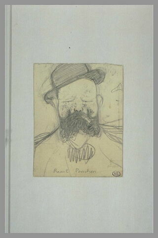 Homme  barbu, portant un chapeau, vu en buste, de face, image 2/2