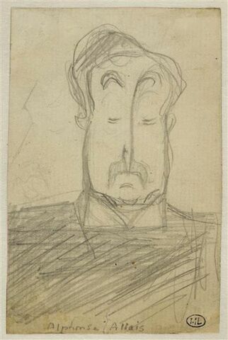 Homme moustachu, vu en buste, de face ; croquis d'un profil d'homme, image 1/2