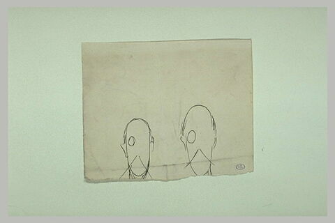 Double croquis, inachevé, d'une tête d'homme, de face, avec monocle, image 1/2