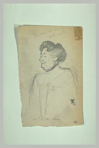 Femme vue à mi-corps, de trois quarts à gauche:Madame Juliette Adam, image 1/1