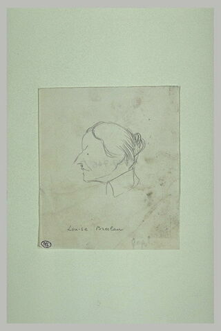 Tête de femme, de profil à gauche, nez busqué:Louise Breslau