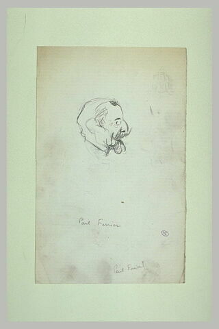 Tête d'homme, de profil droit, avec moustache et petite barbe:Paul Ferrier