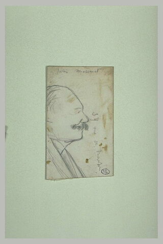 Homme vu en buste, de profil à droite:Jules Massenet