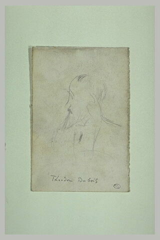 Rapide croquis de Théodore Dubois barbu, en buste, la tête de profil gauche, image 1/1