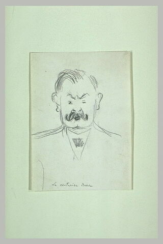 Le couturier Berr en buste, de face, sourcils froncés, grosse moustache, image 2/2