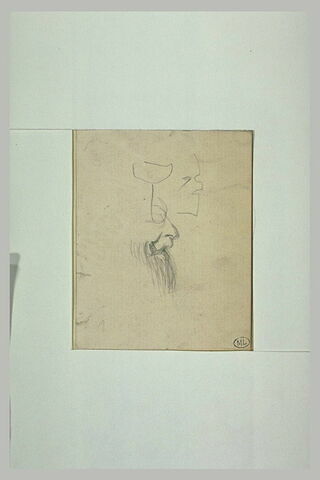 Deux croquis d'une tête d'homme de profil à droite, image 1/1